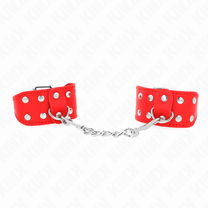 Kink - Bracciali Con Doppia Linea Di Borchie Regolabili Rosso - KINK WRIST RESTRAINT - Bondage | erosidea.com