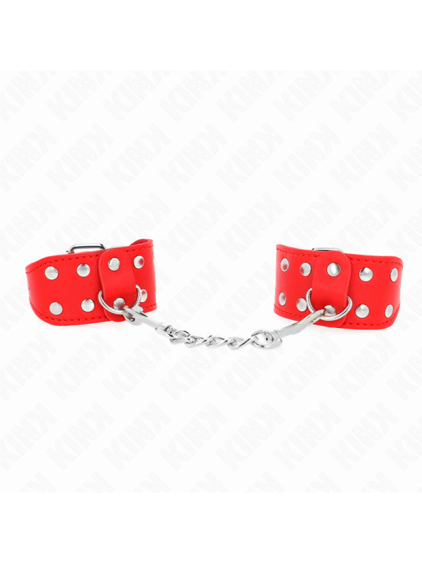 Kink - Bracciali Con Doppia Linea Di Borchie Regolabili Rosso - KINK WRIST RESTRAINT - Bondage | erosidea.com
