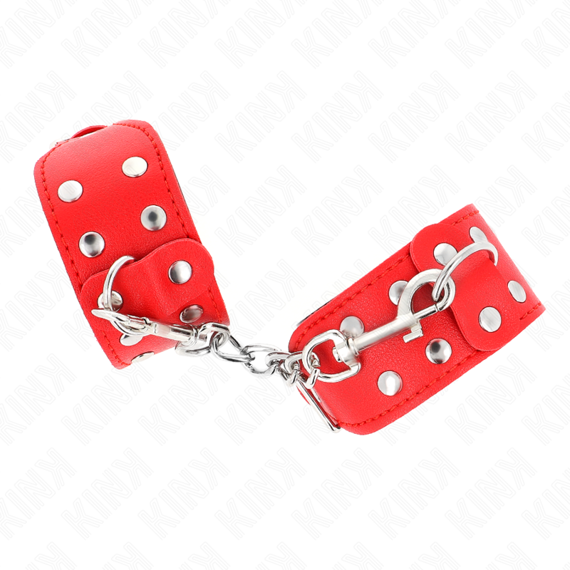 Kink - Bracciali Con Doppia Linea Di Borchie Regolabili Rosso - KINK WRIST RESTRAINT - Bondage | erosidea.com