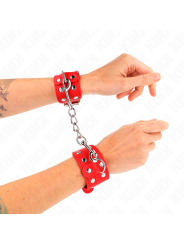Kink - Bracciali Con Doppia Linea Di Borchie Regolabili Rosso - KINK WRIST RESTRAINT - Bondage | erosidea.com