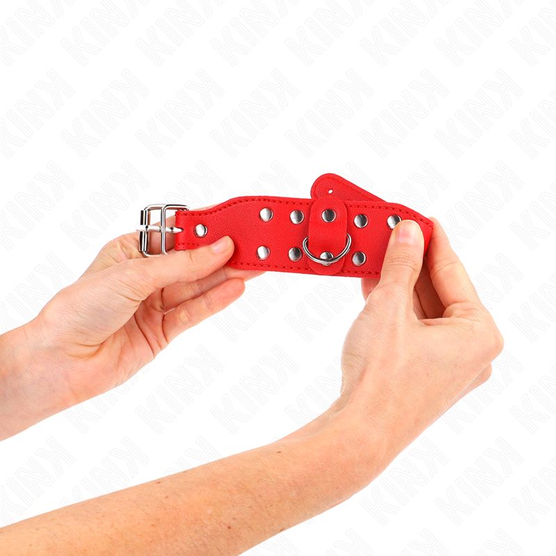Kink - Bracciali Con Doppia Linea Di Borchie Regolabili Rosso - KINK WRIST RESTRAINT - Bondage | erosidea.com