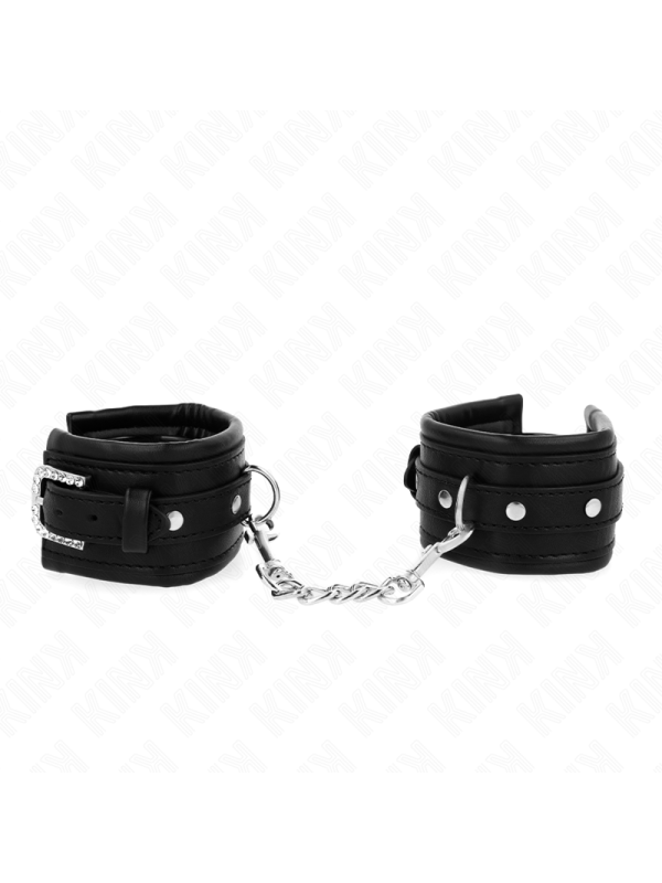Kink - Poggipolso Con Fibbia Strass Nero Regolabile 25-32 Cm X 55 Cm - KINK WRIST RESTRAINT - Manette e Polsini | erosidea.com