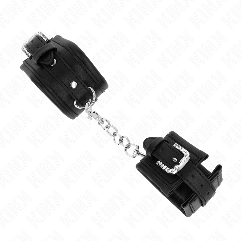 Kink - Poggipolso Con Fibbia Strass Nero Regolabile 25-32 Cm X 55 Cm - KINK WRIST RESTRAINT - Manette e Polsini | erosidea.com