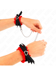 Kink - Polso Elastico In Pizzo Dettagli Cuore Rosso Regolabile 22-35 Cm - KINK WRIST RESTRAINT - Manette e Polsini | erosidea.com