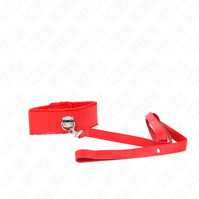 Kink - Collana Con Guinzaglio 116 Cm Con Borchie In Argento Modello 4 Rosso Regolabile 40-48 Cm X 6 Cm - - Collari e Guinzagli | erosidea.com
