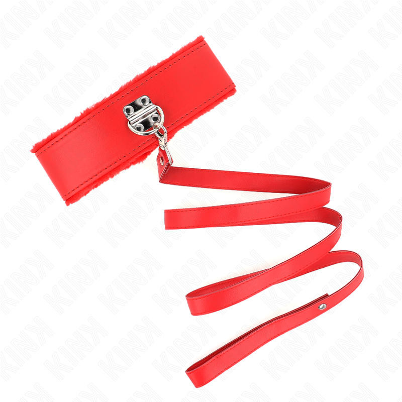 Kink - Collana Con Guinzaglio 116 Cm Con Borchie In Argento Modello 4 Rosso Regolabile 40-48 Cm X 6 Cm - - Collari e Guinzagli | erosidea.com