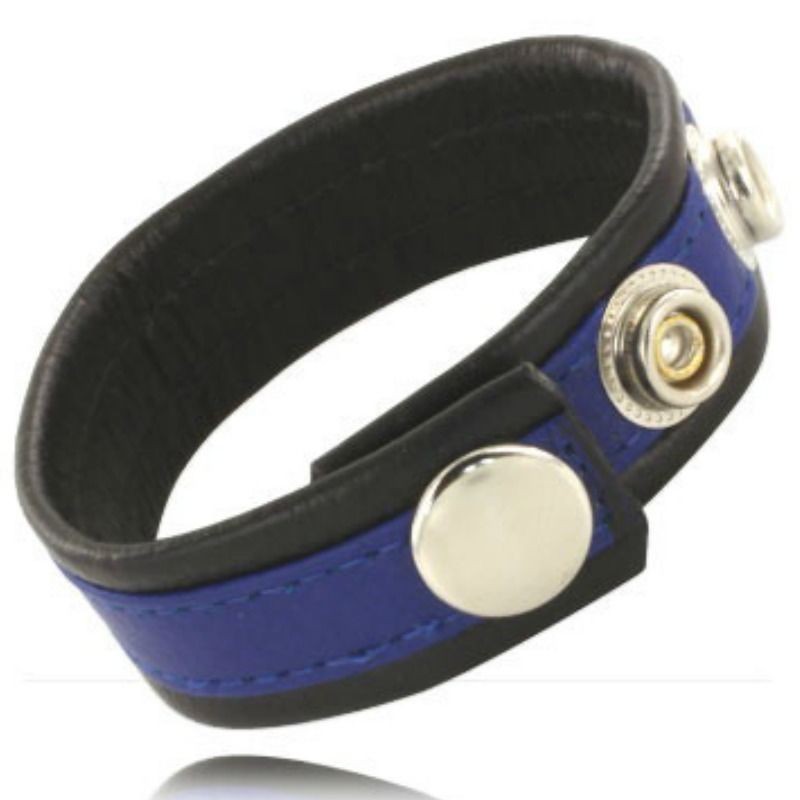 Leather Body - E Cinturino Con Moschettoni - Nero E Blu - LEATHER BODY - Anelli Fallici | erosidea.com