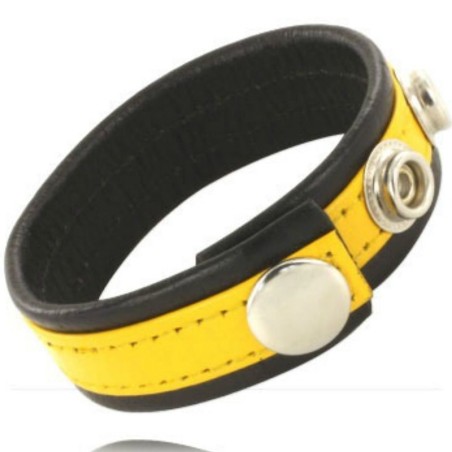 Leather Body - E Cinturino Con Moschettoni - Nero E Giallo - LEATHER BODY - Anelli Fallici | erosidea.com