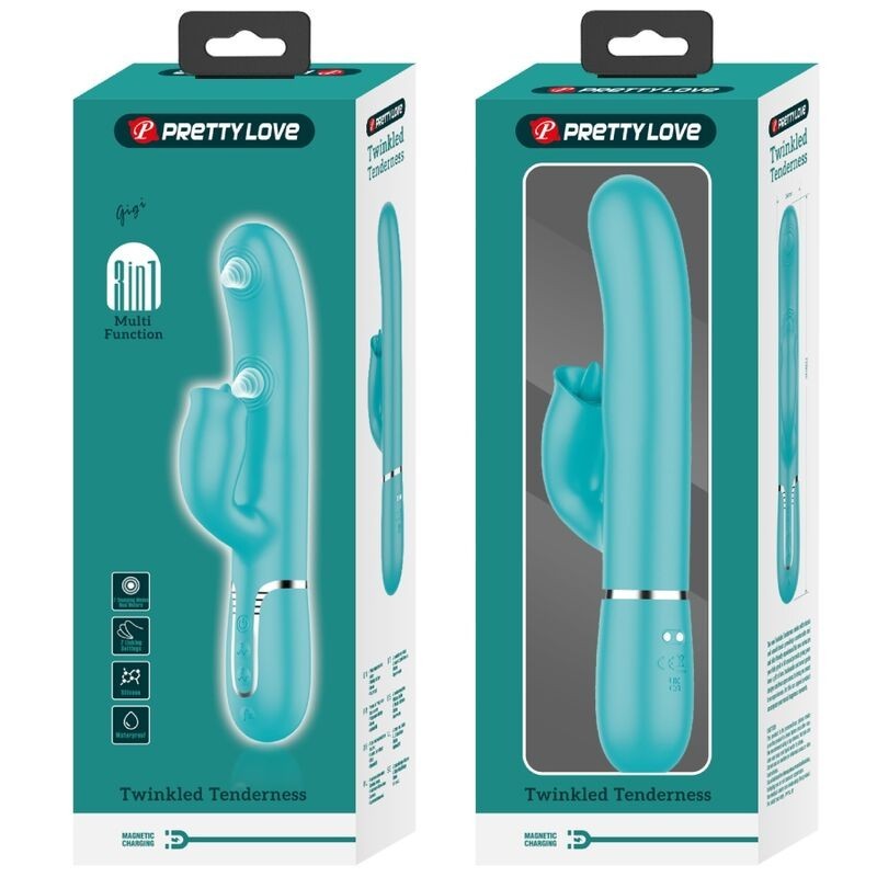 Vibratore Rabbit Con Lingua Verde Acqua - PRETTY LOVE FLIRTATION - Vibratori Rabbit | erosidea.com