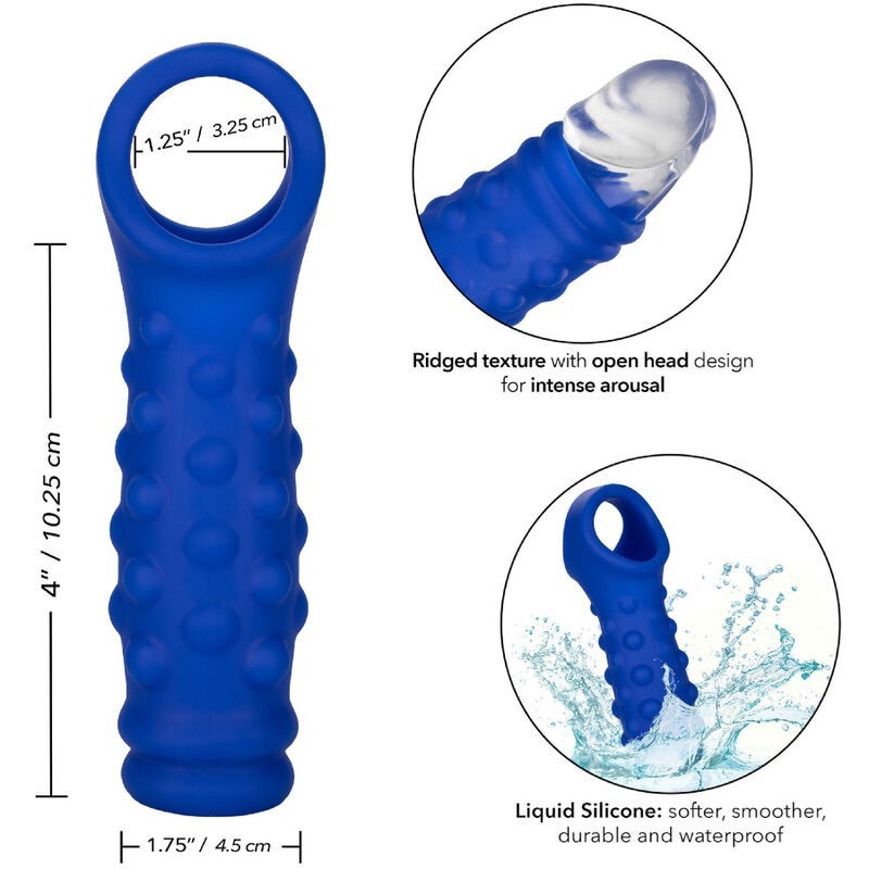 Calexotics - Admiral Copertura Per Pene Con Perline In Silicone Liquido Blu - CALEXOTICS - Guaine e Prolunghe | erosidea.com