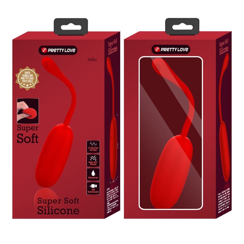 Uovo Vibrante Julius Impermeabile-Ricaricabile Rosso - PRETTY LOVE SMART - Vibratori Mini | erosidea.com
