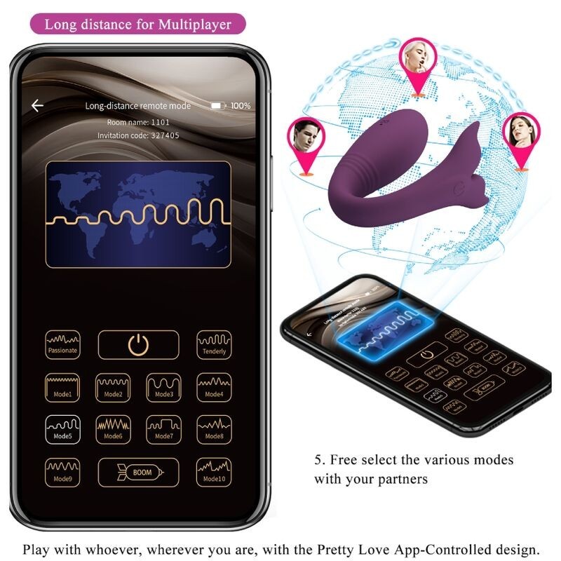 App Jayleen Vibrator Telecomando Viola - PRETTY LOVE LED - Stimolatori | erosidea.com