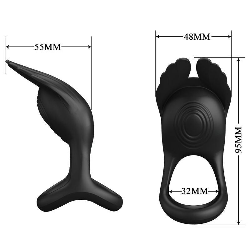 Silas Anello Per Pene Vibrante 7 Vibrazioni In Silicone Nero - PRETTY LOVE MALE - Masturbatori | erosidea.com