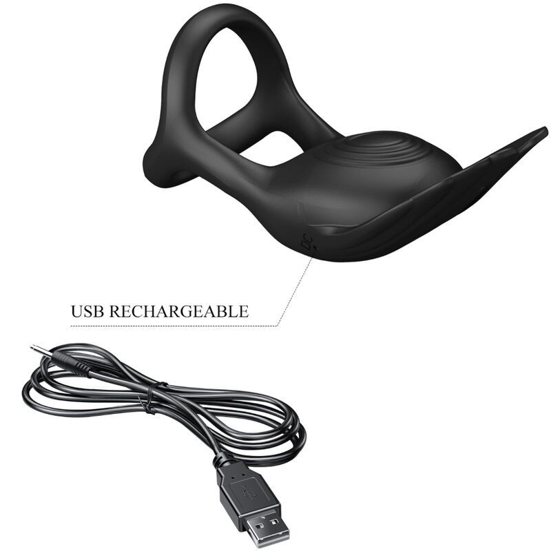 Silas Anello Per Pene Vibrante 7 Vibrazioni In Silicone Nero - PRETTY LOVE MALE - Masturbatori | erosidea.com