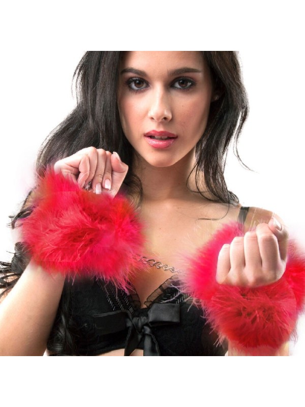 Gioco Segreto - Manette Marabou Rosso - SECRETPLAY 100% FETISH - Manette e Polsini | erosidea.com