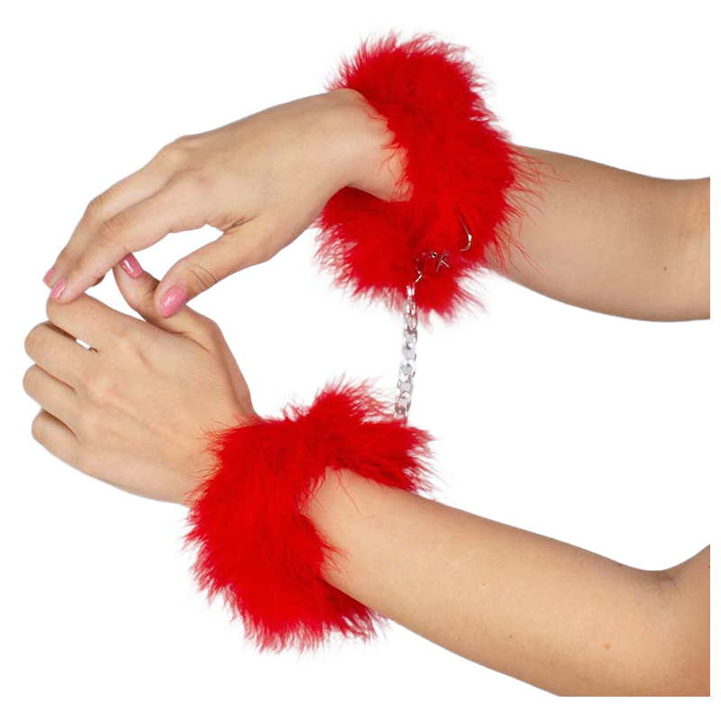 Gioco Segreto - Manette Marabou Rosso - SECRETPLAY 100% FETISH - Manette e Polsini | erosidea.com