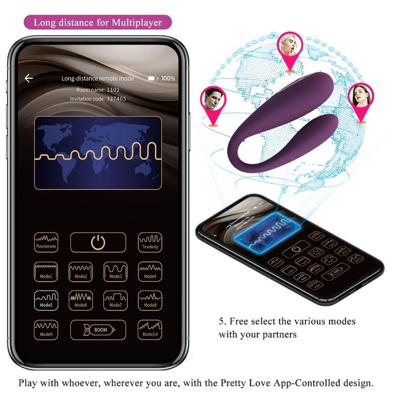 Pretty Love - August Vibratore Global Double Pleasure Remoto - PRETTY LOVE C-TYPE - Vibratori | erosidea.com
