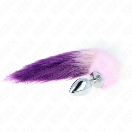 Kink - Plug Anale Misura L 10 X 4 Cm Con Coda Sintetica 40 Cm Viola - KINK PLEASURE PLUGS - Plug e Catene Anali | erosidea.com