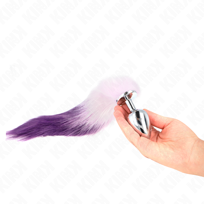 Kink - Plug Anale Misura L 10 X 4 Cm Con Coda Sintetica 40 Cm Viola - KINK PLEASURE PLUGS - Plug e Catene Anali | erosidea.com