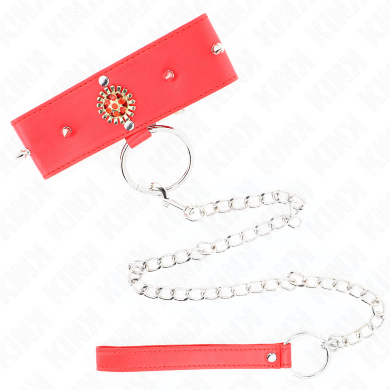 Kink - Collana Di Diamanti Rossi Con Cintura 65 Cm Regolabile 35-51 Cm X 7 Cm - KINK COLLAR & GAG - Collari e Guinzagli | erosidea.com