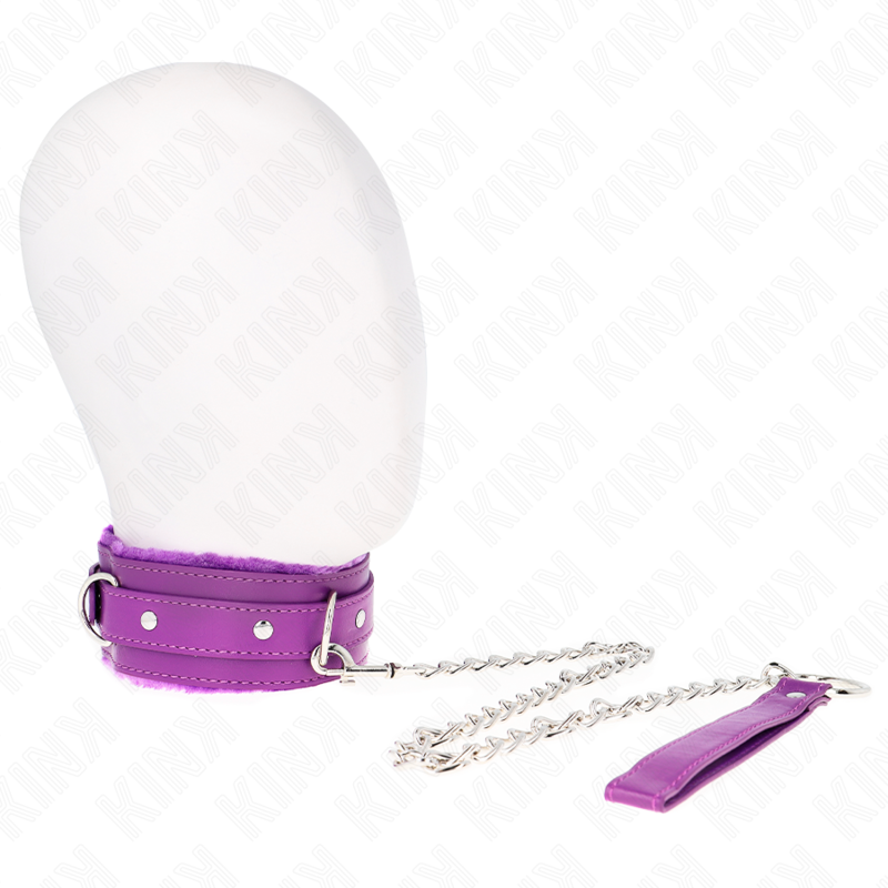 Kink - Collare Con Guinzaglio 65 Cm Con Restrizioni Viola 36-42 Cm X 55 Cm - KINK COLLAR & GAG - Collari e Guinzagli | erosidea.com