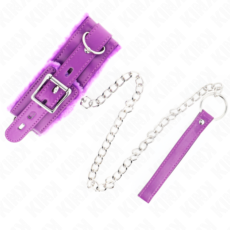 Kink - Collare Con Guinzaglio 65 Cm Con Restrizioni Viola 36-42 Cm X 55 Cm - KINK COLLAR & GAG - Collari e Guinzagli | erosidea.com