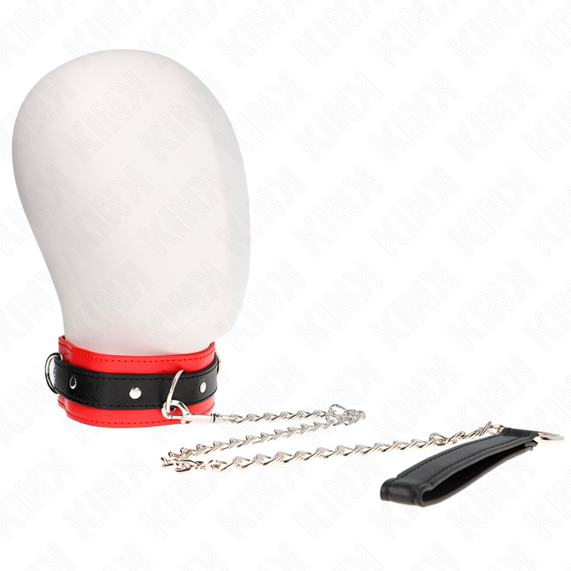 Kink - Collare Modello Base Con Guinzaglio 65 Cm Modello 3 Rosso 53 X 5 Cm - KINK COLLAR & GAG - Collari e Guinzagli | erosidea.com