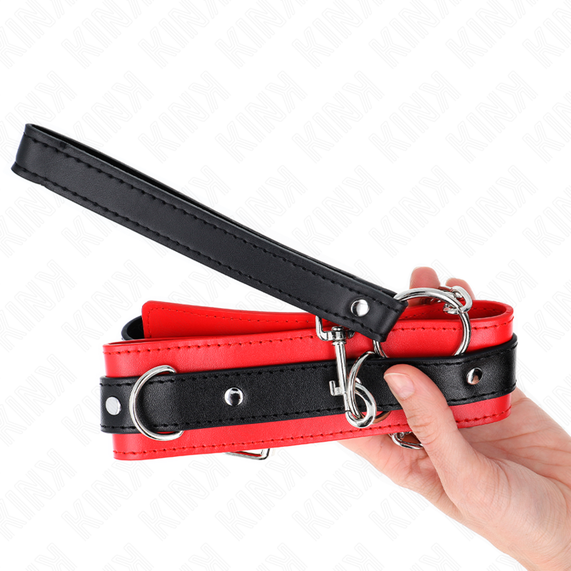 Kink - Collare Modello Base Con Guinzaglio 65 Cm Modello 3 Rosso 53 X 5 Cm - KINK COLLAR & GAG - Collari e Guinzagli | erosidea.com