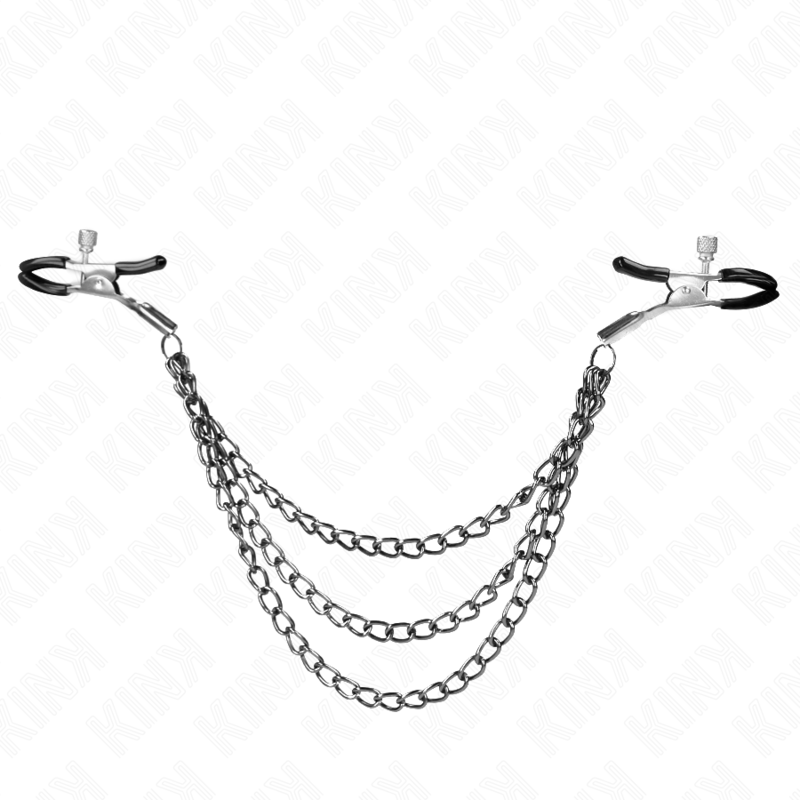 Kink - Pinze Per Capezzoli Con 3 Catene Nere 20/23/28 Cm - KINK NIPPLE GRIP - Pinzette Capezzoli | erosidea.com