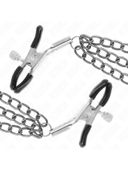 Kink - Pinze Per Capezzoli Con 3 Catene Nere 20/23/28 Cm - KINK NIPPLE GRIP - Pinzette Capezzoli | erosidea.com