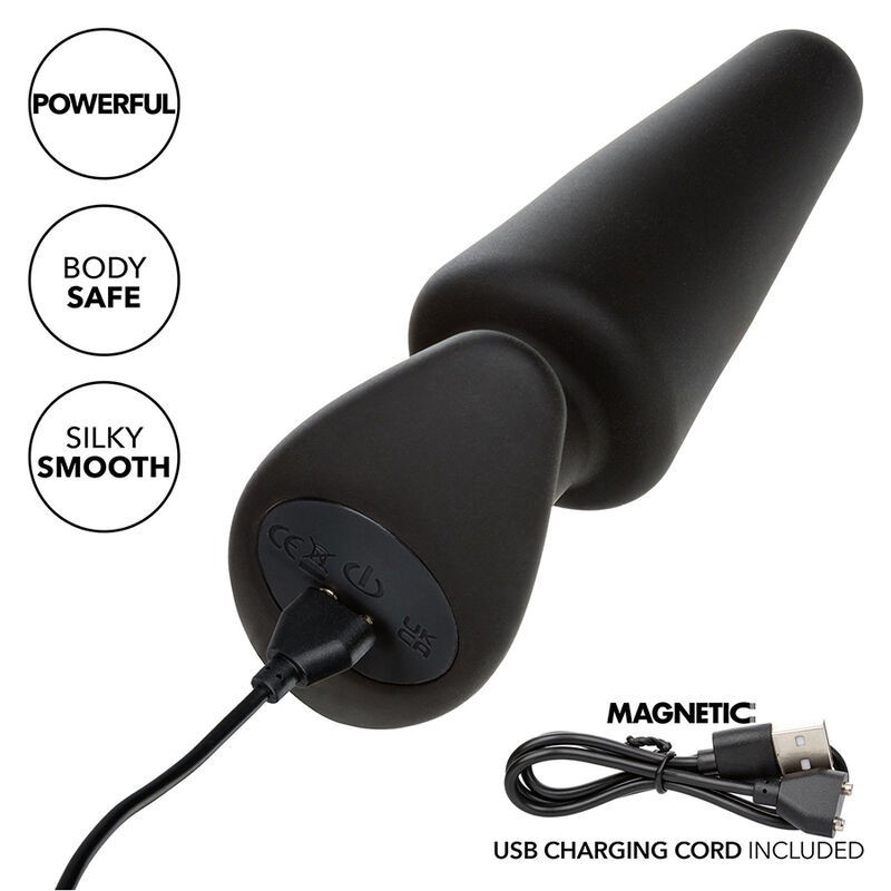 Calexotics - Rock Bottom Tappo Anale Conico 10 Vibrazioni Silicone Nero - CALEXOTICS - Vibratori Anali | erosidea.com