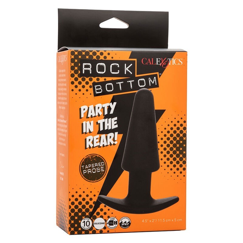 Calexotics - Rock Bottom Tappo Anale Conico 10 Vibrazioni Silicone Nero - CALEXOTICS - Vibratori Anali | erosidea.com