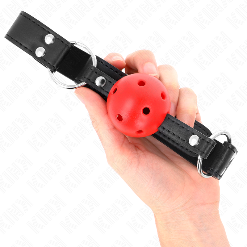 Kink - Bavaglio Sfera Traspirante 4 Cm Con Doppio Rivetto In Cuoio 625 X 25 Cm Regolabile 42-58 Cm - - Ball Gag e Bavagli | erosidea.com