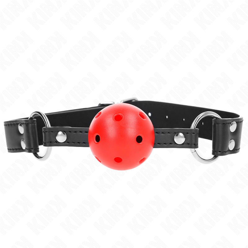 Kink - Bavaglio Sfera Traspirante 4 Cm Con Doppio Rivetto In Cuoio 625 X 25 Cm Regolabile 42-58 Cm - - Ball Gag e Bavagli | erosidea.com