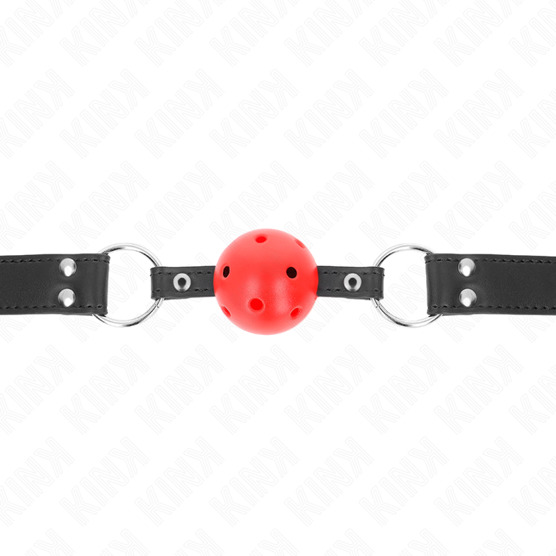 Kink - Bavaglio Sfera Traspirante 4 Cm Con Doppio Rivetto In Cuoio 625 X 25 Cm Regolabile 42-58 Cm - - Ball Gag e Bavagli | erosidea.com