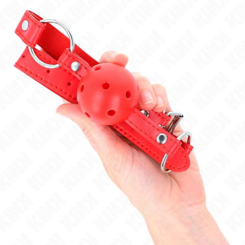 Kink - Bavaglio Sfera Traspirante 4 Cm Con Doppio Rivetto Modello 1 Rosso 625 X 25 Cm Regolabile 42-58 Cm - - Ball Gag e Bavagli | erosidea.com