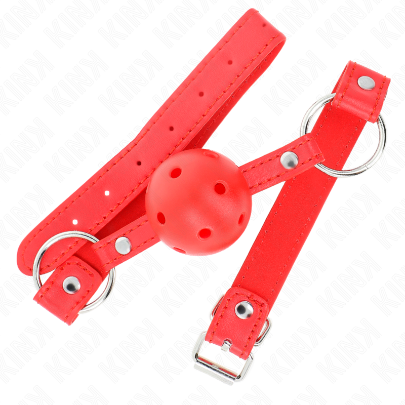 Kink - Bavaglio Sfera Traspirante 4 Cm Con Doppio Rivetto Modello 1 Rosso 625 X 25 Cm Regolabile 42-58 Cm - - Ball Gag e Bavagli | erosidea.com
