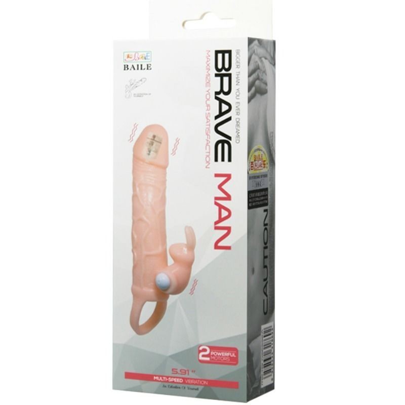 Prolunga Pene Uomo Brave Con Rabbit E Doppio Motore 16.5 Cm - BAILE FOR HIM - Guaine e Prolunghe | erosidea.com