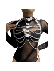 Subblime - 953737 Imbracatura Pettorale Con Anelli E Catene Argento Taglia Unica - SUBBLIME FETISH - Kit Bondage e Sadomaso | erosidea.com