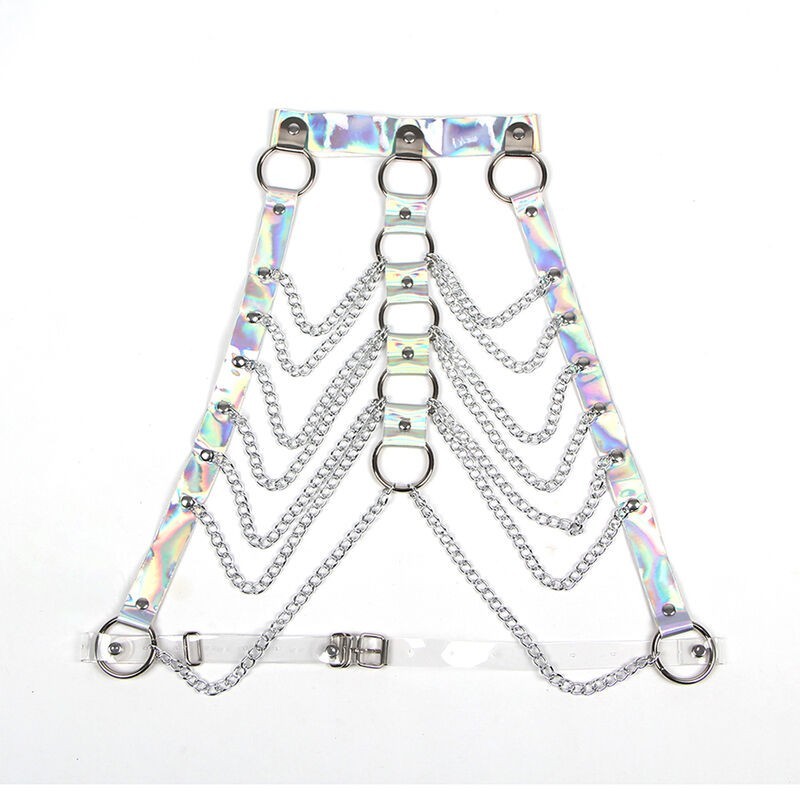 Subblime - 953737 Imbracatura Pettorale Con Anelli E Catene Argento Taglia Unica - SUBBLIME FETISH - Kit Bondage e Sadomaso | erosidea.com