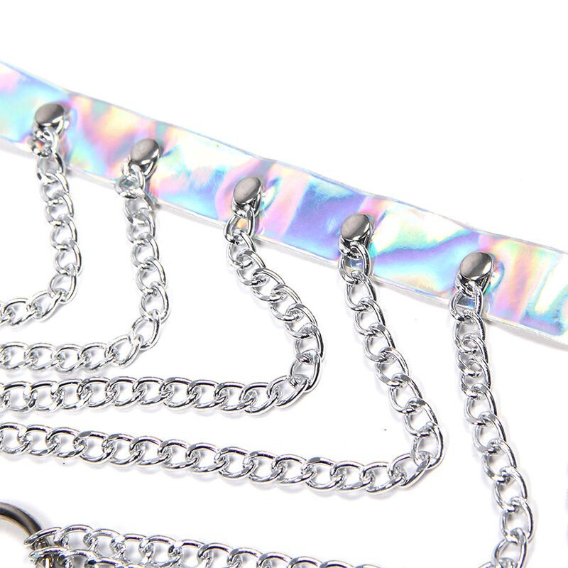 Subblime - 953737 Imbracatura Pettorale Con Anelli E Catene Argento Taglia Unica - SUBBLIME FETISH - Kit Bondage e Sadomaso | erosidea.com