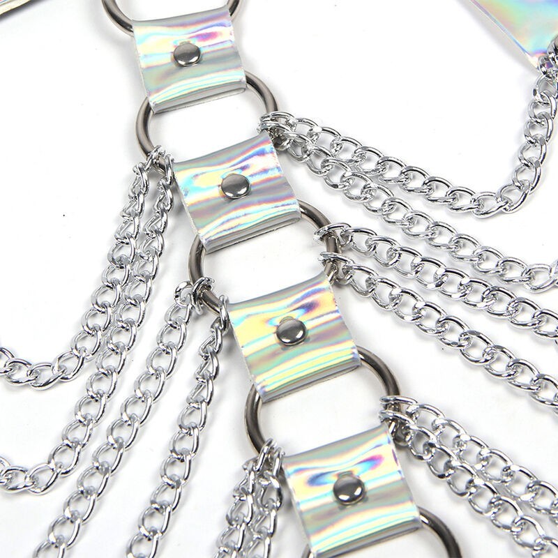 Subblime - 953737 Imbracatura Pettorale Con Anelli E Catene Argento Taglia Unica - SUBBLIME FETISH - Kit Bondage e Sadomaso | erosidea.com