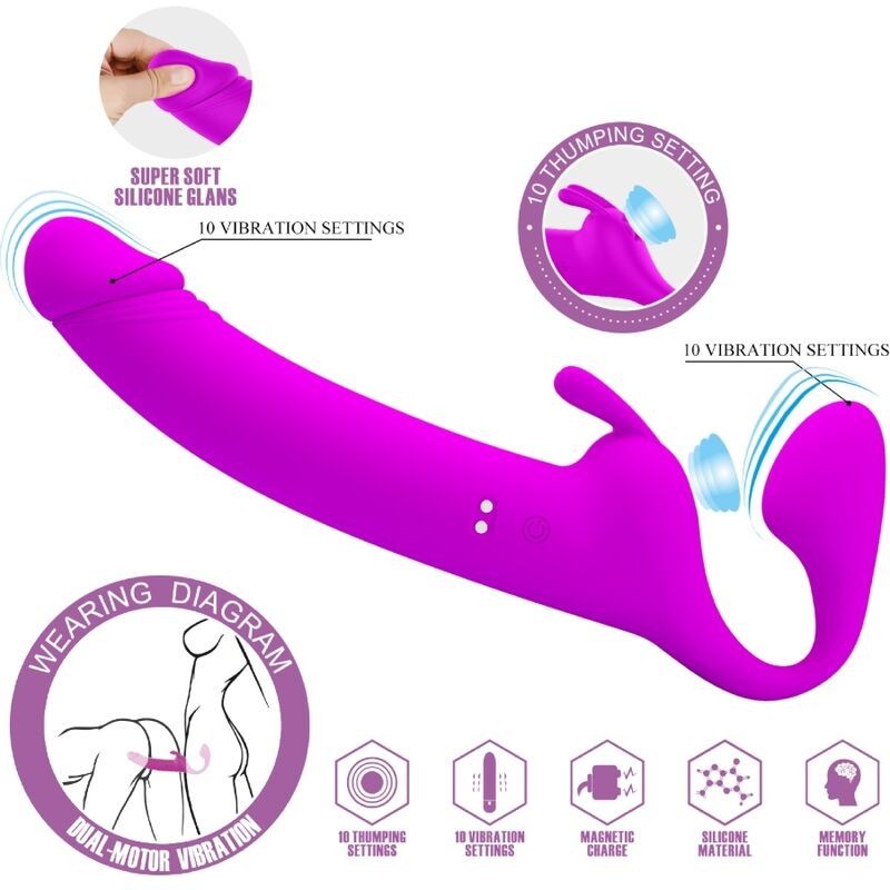 Strap On Pretty Love Vibrating Strapless Viola - PRETTY LOVE - Strap-on e Imbracature | erosidea.com