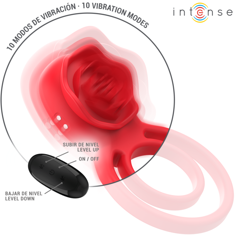 Intense - Gail Stimolatore Rose 10 Vibrazioni Rosso Telecomando - INTENSE FUN - Stimolatori | erosidea.com
