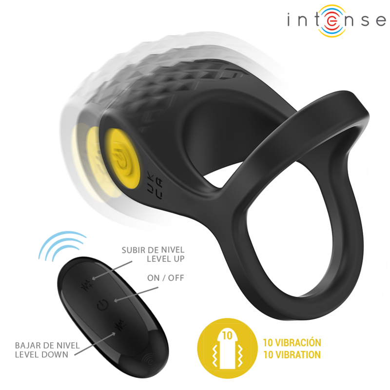 Intense - Vibratore Alex Doppio Anello Per Pene 10 Vibrazioni Nero - INTENSE COUPLES TOYS - Vibratori | erosidea.com
