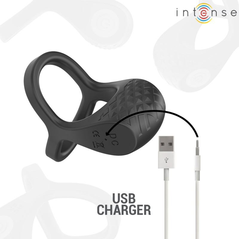 Intense - Vibratore Alex Doppio Anello Per Pene 10 Vibrazioni Nero - INTENSE COUPLES TOYS - Vibratori | erosidea.com
