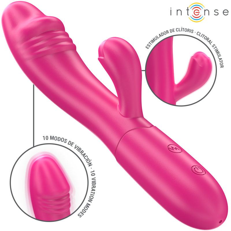 Intense - Vibratore Flessibile Ivy 10 Vibrazioni Con Stimolazione Della Lingua Rosa - INTENSE FUN - Vibratori | erosidea.com