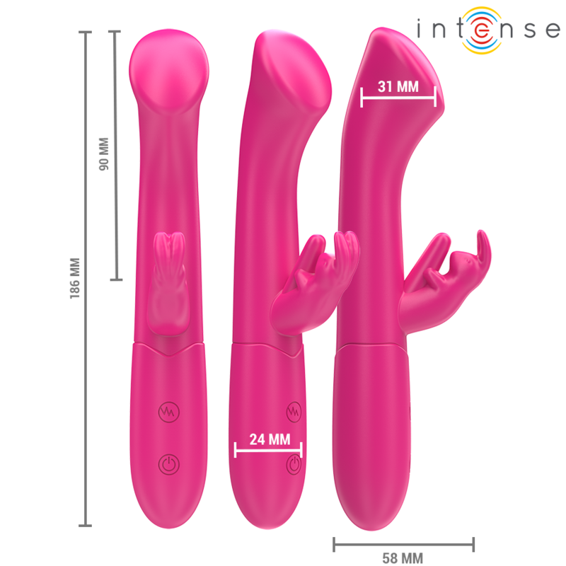 Vibratore Rabbit Intense Julieta Rosa 18.6 Cm - INTENSE FUN - Vibratori Rabbit | erosidea.com