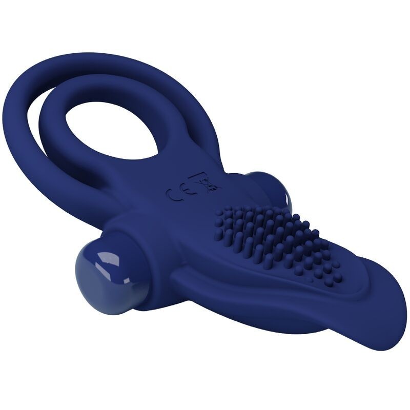 Bronson Anello Doppio Con Vibrazione Blu - PRETTY LOVE MALE - Anelli Fallici | erosidea.com