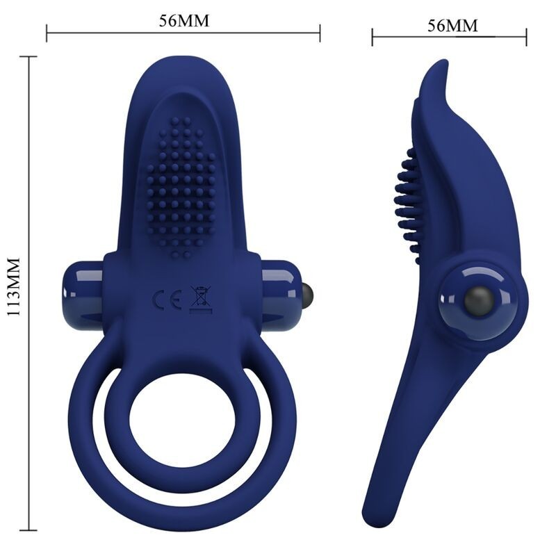 Bronson Anello Doppio Con Vibrazione Blu - PRETTY LOVE MALE - Anelli Fallici | erosidea.com